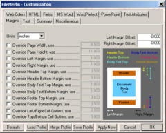 This window shows how FileMerlin™ lets you easily override and change margins and other layout parameters of converted documents automatically.